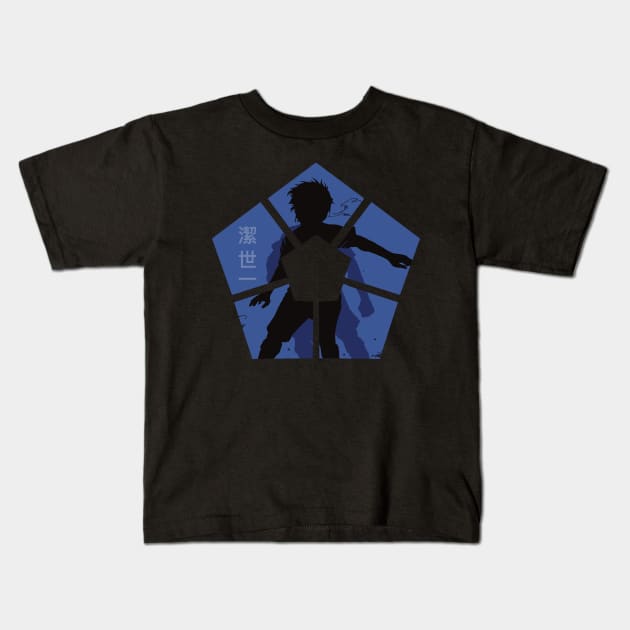 Blue lock anime characters silhouette in blue lock logo shape Kids T-Shirt by Animangapoi